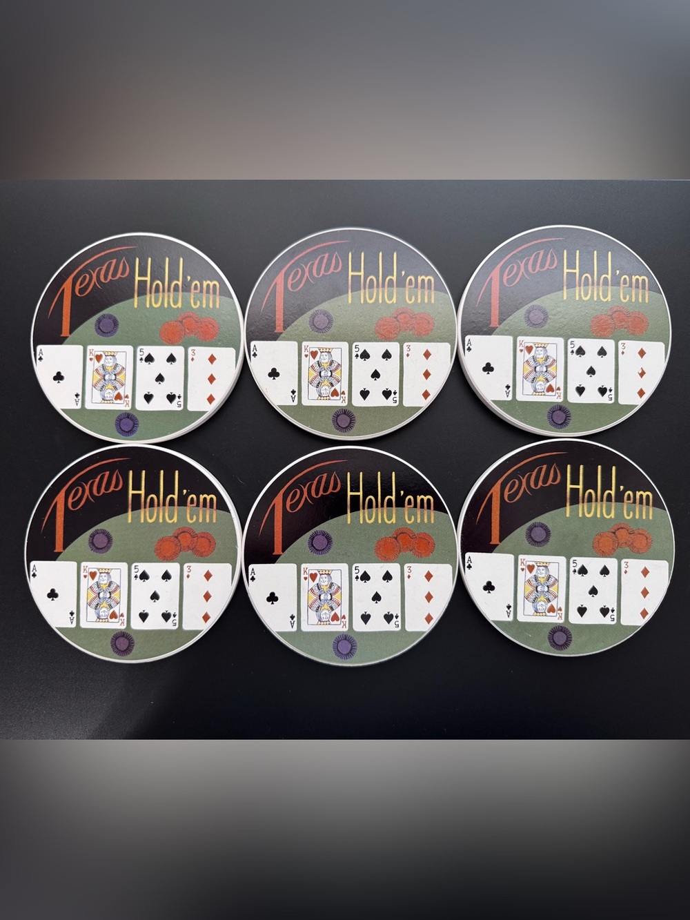 Set of 6 Texas Hold’em Themed Coasters